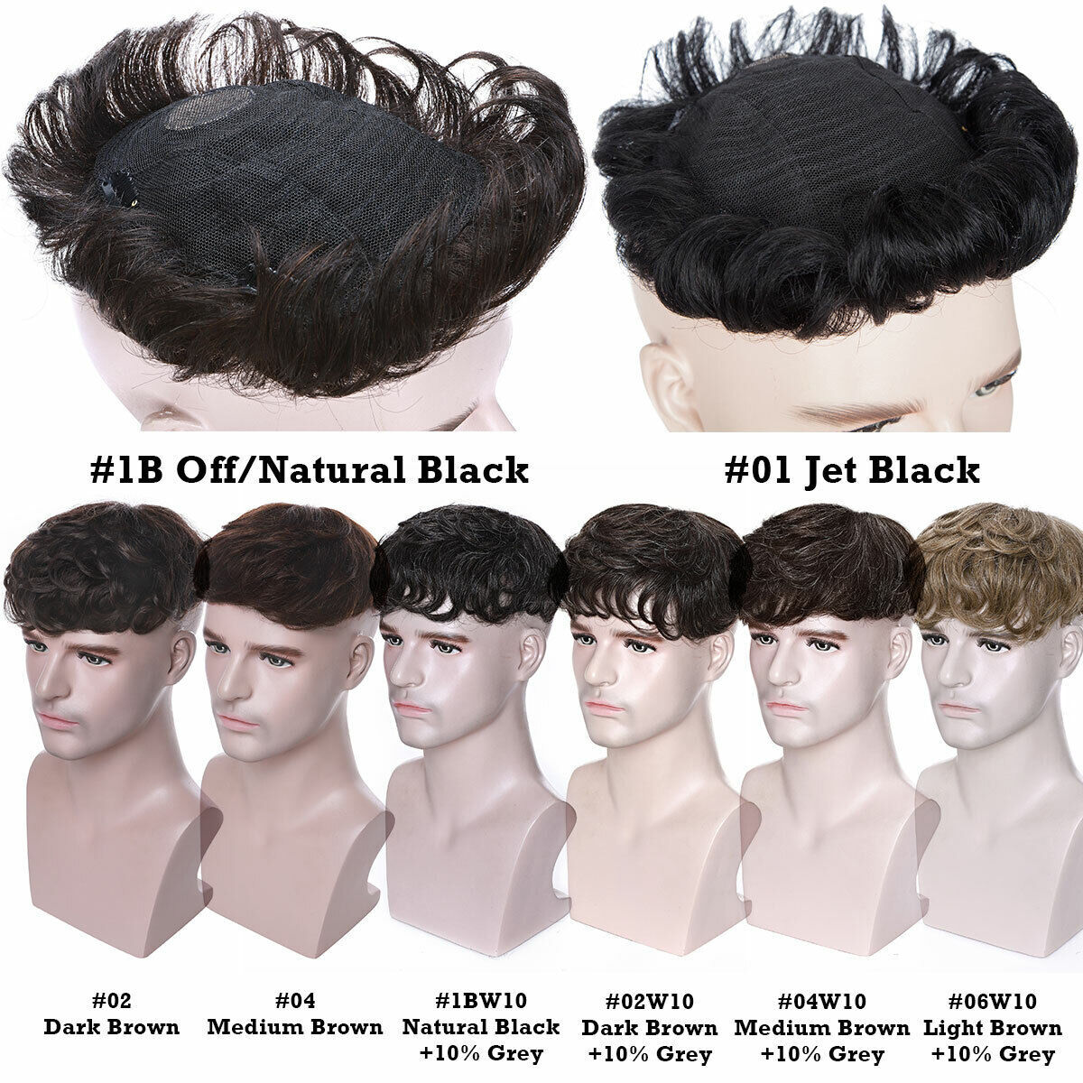 Mens Natural 100% Remy Human Hair Topper Toupee Hairpiece Super Thin Toupee Wigs
