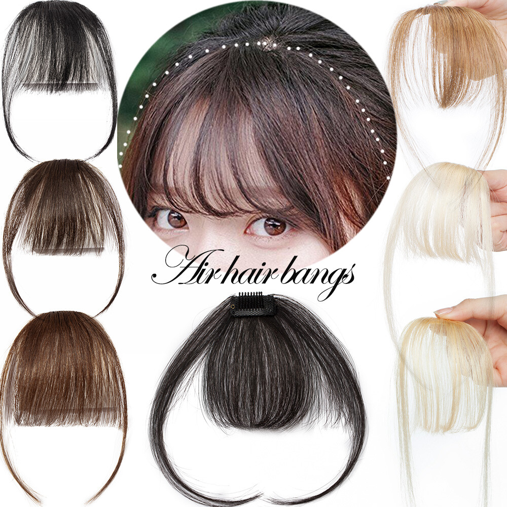 Bangs Fringe Clip IN Human Hair Real Quality Black Brown Blonde With Temples US
