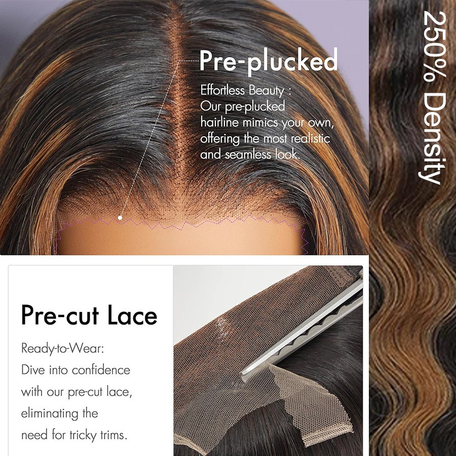 Ombre 1B/30 Lace Front Wigs 5×5 Boyd Wave Transparent Lace Wigs Human Hair