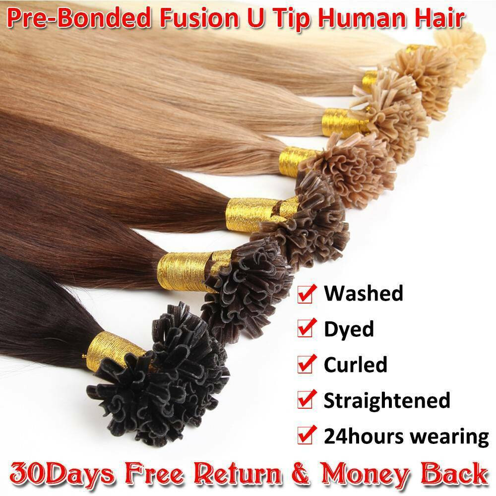Pre Bonded Keratin Nail U Tip Remy Human Hair Extensions Double Drawn Thick 1g/s