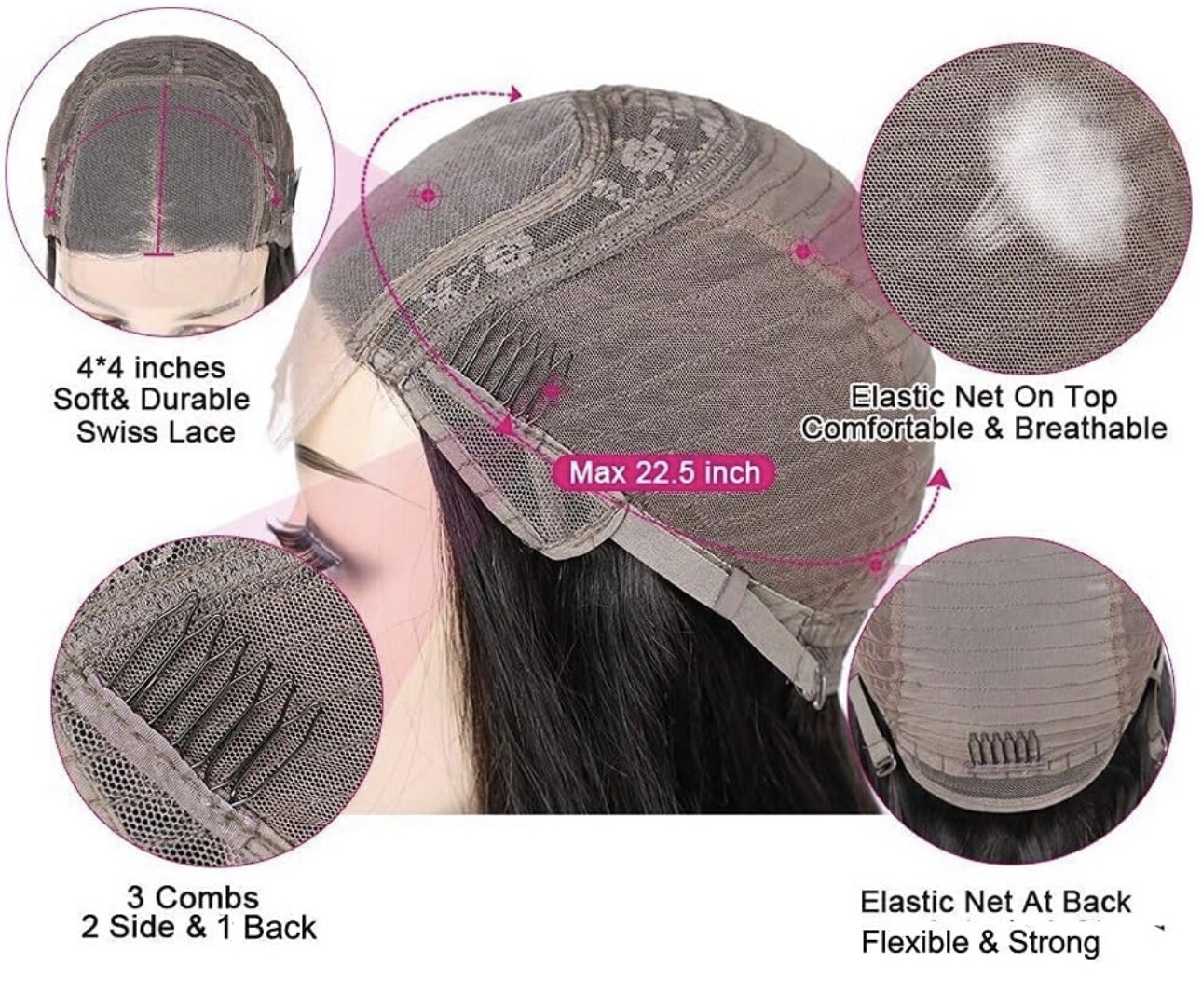 Beauhair Lace Front Wigs Human Hair 4×4 Closure Body Wave 150% Density 22in
