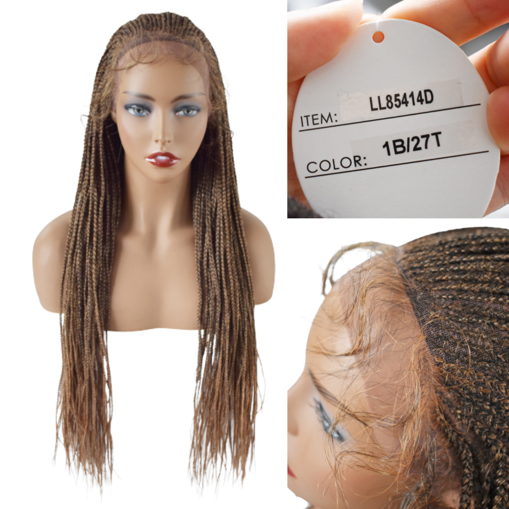 Micro Cornrow Box Twist Braided Lace Front Wig Baby Hair Kanekalon Synthetic US