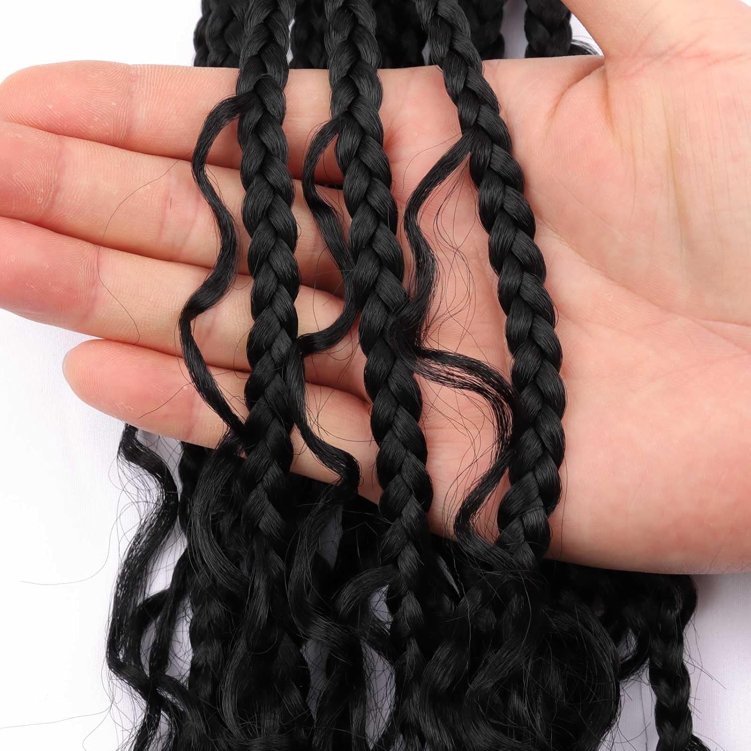 8 Packs Bohemian Box Braid Hair Crochet Box Braids with Curly Ends 12 Inch Godde