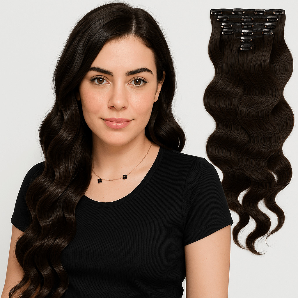 VIP Clip Extensions/ Body Wave 18″ 140 grams – ClipeX System