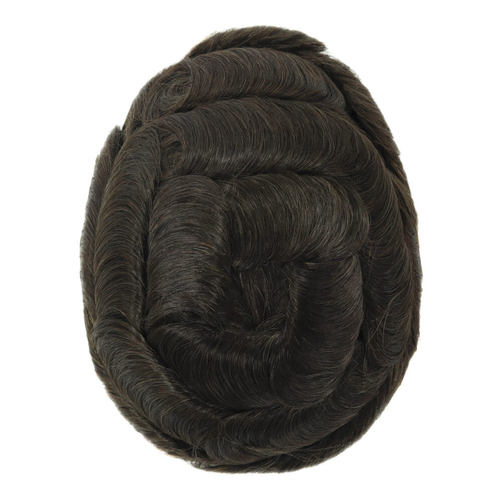 Toupee For Mens Hairpiece Lace Hair System Replacement Poly Skin Around Gent Wig