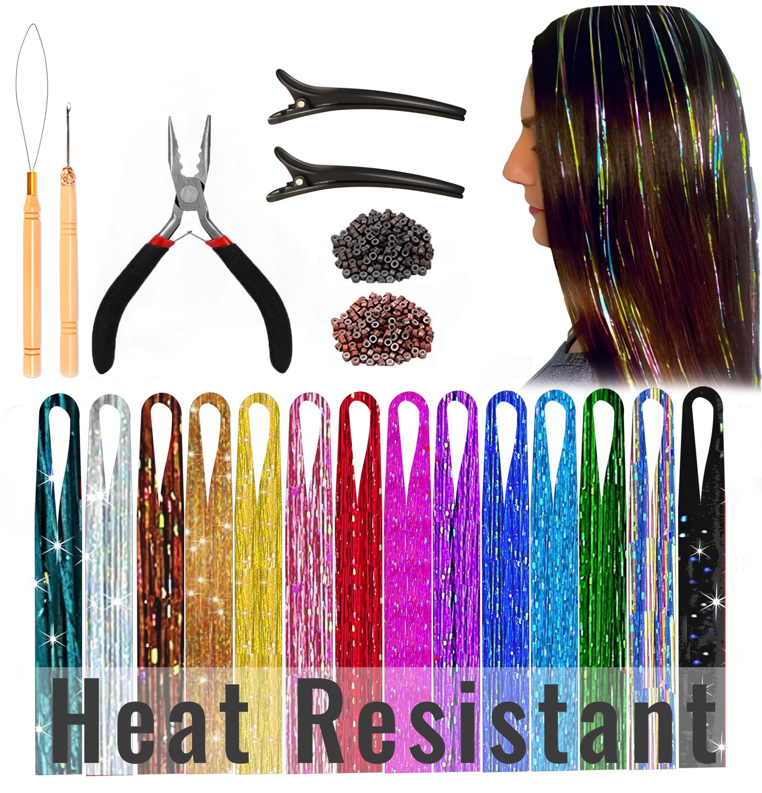 | 14 Colors | Up To 6800 Strands | Heat Resistant 48 Inch, 14