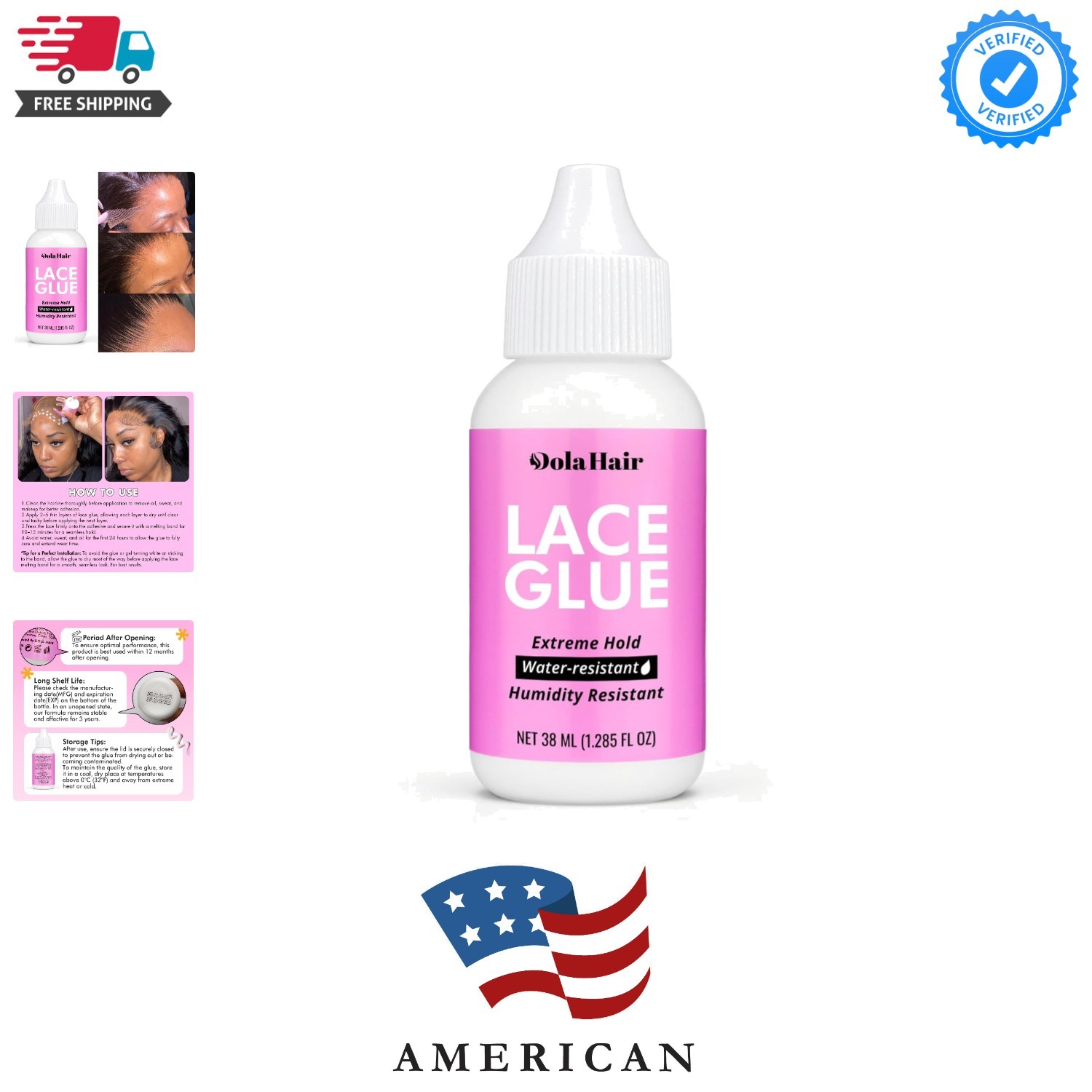 Extreme Hold Lace Glue for Wigs, Waterproof, Invisible Bonding, 1.285 Ounce