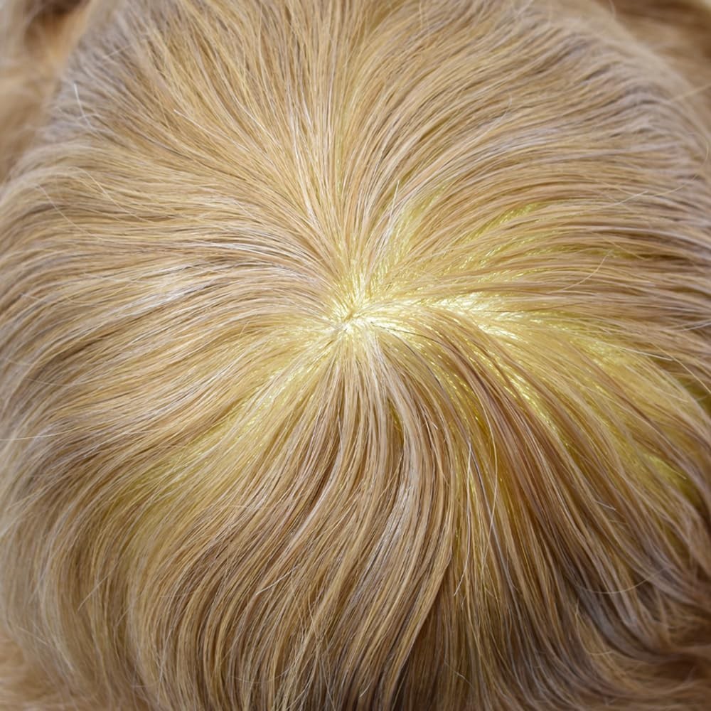 Mens Toupee Human Hair Systems Full Poly Thin Skin Hair Piece Replacement System