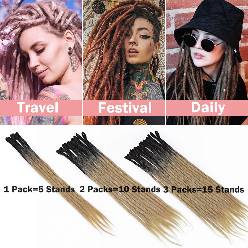 20 Inch 24 Inch Pre-Looped Dreadlocks SE Dreads Locs Synthetic Hair Extensions