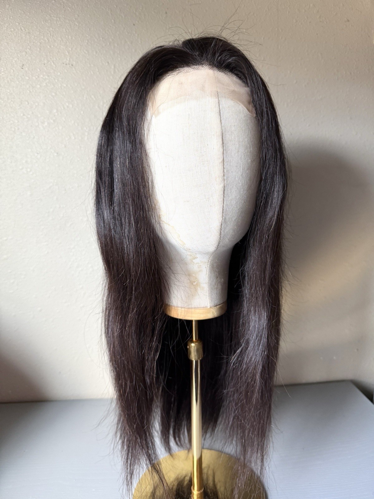 100% Virgin Human Hair 4×4 closure straight Wig 18 inch