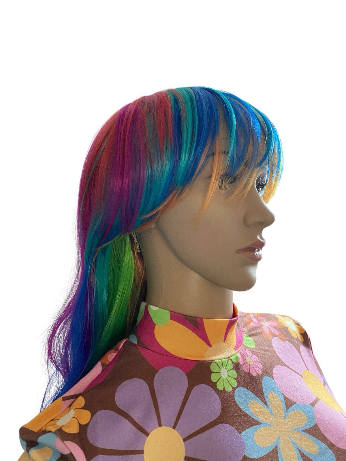 Long Layered Hair Ombré Lace Wig Fuschia Pink/Green/Violet Purple/Blue