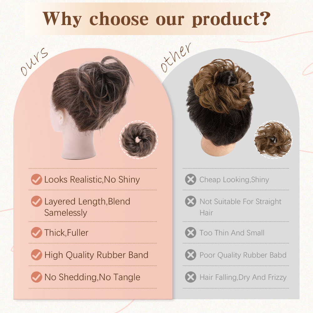 Curly Messy Bun Hair Piece Thick Updo Scrunchie Hair Extensions Real As Human US