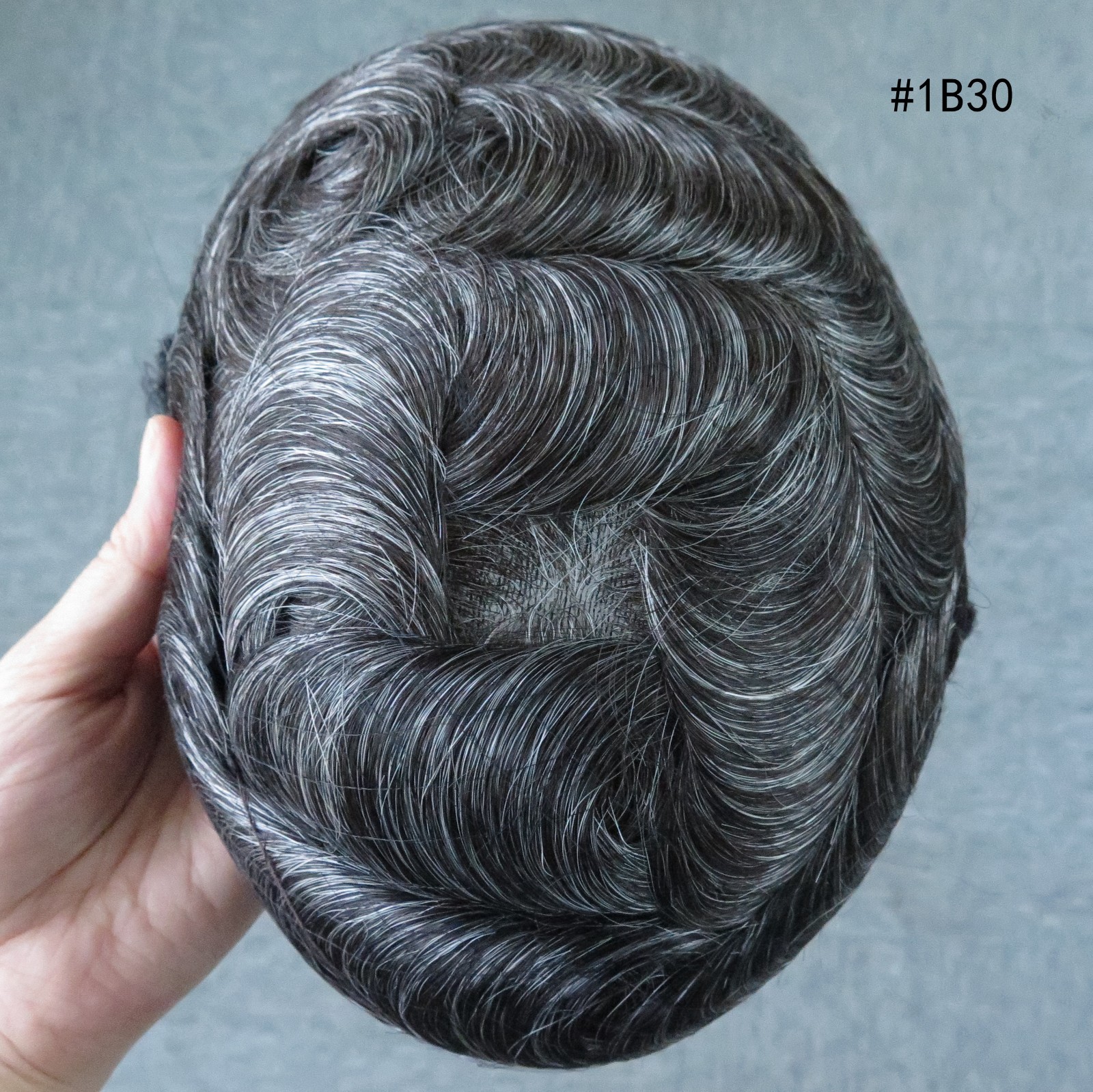 Mens Toupee Human Hair Piece Ultra Thin Skin Knotted Men Hair Replacement System