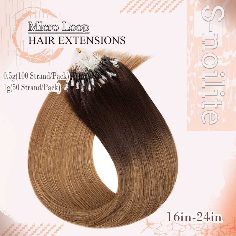 100g Thick Loop Micro Ring Human Hair Extensions Microlink Nano Beads Tip Ombre