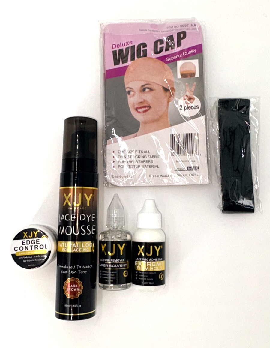 Lace Dye Mousse Wig Spray+Lace Adhesive + Remover + Edge Control + Wig caps.more