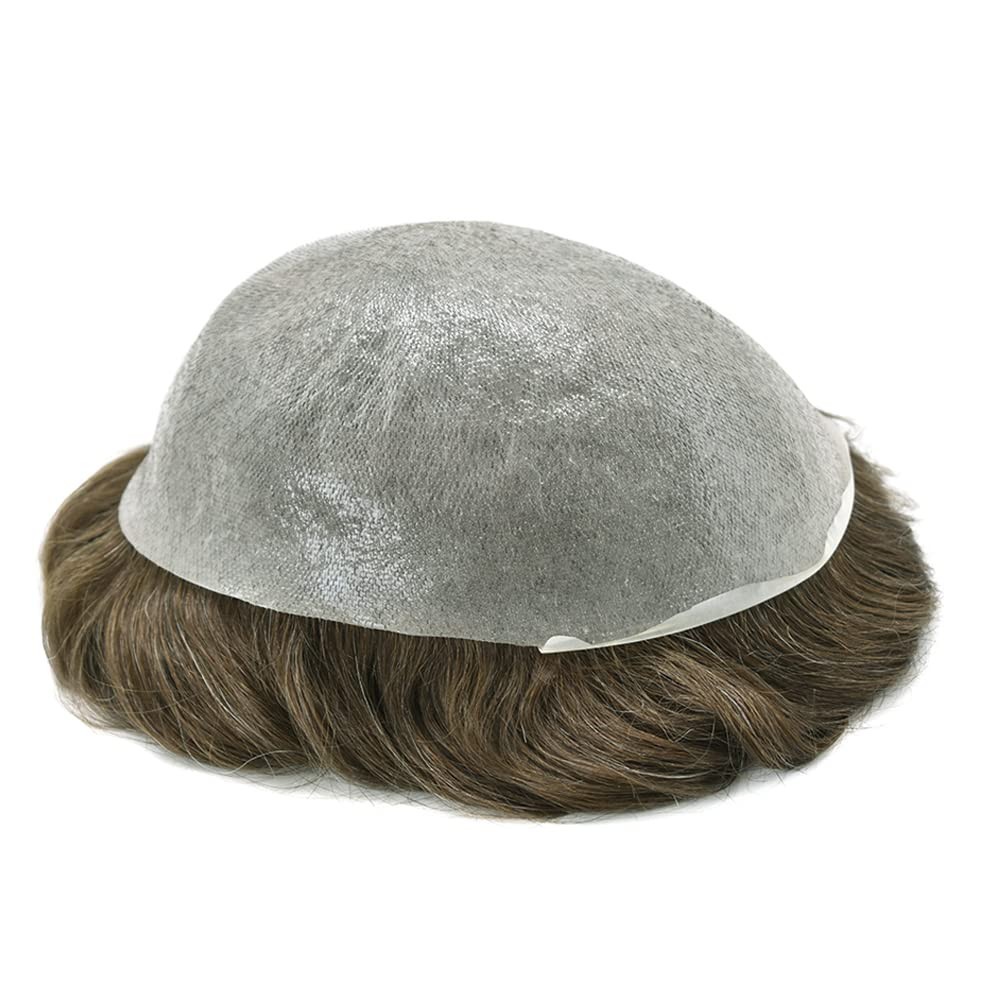 Mens Toupee Ultra Thin Skin Hair Replacement System Invisible V-Loop Hair Piece