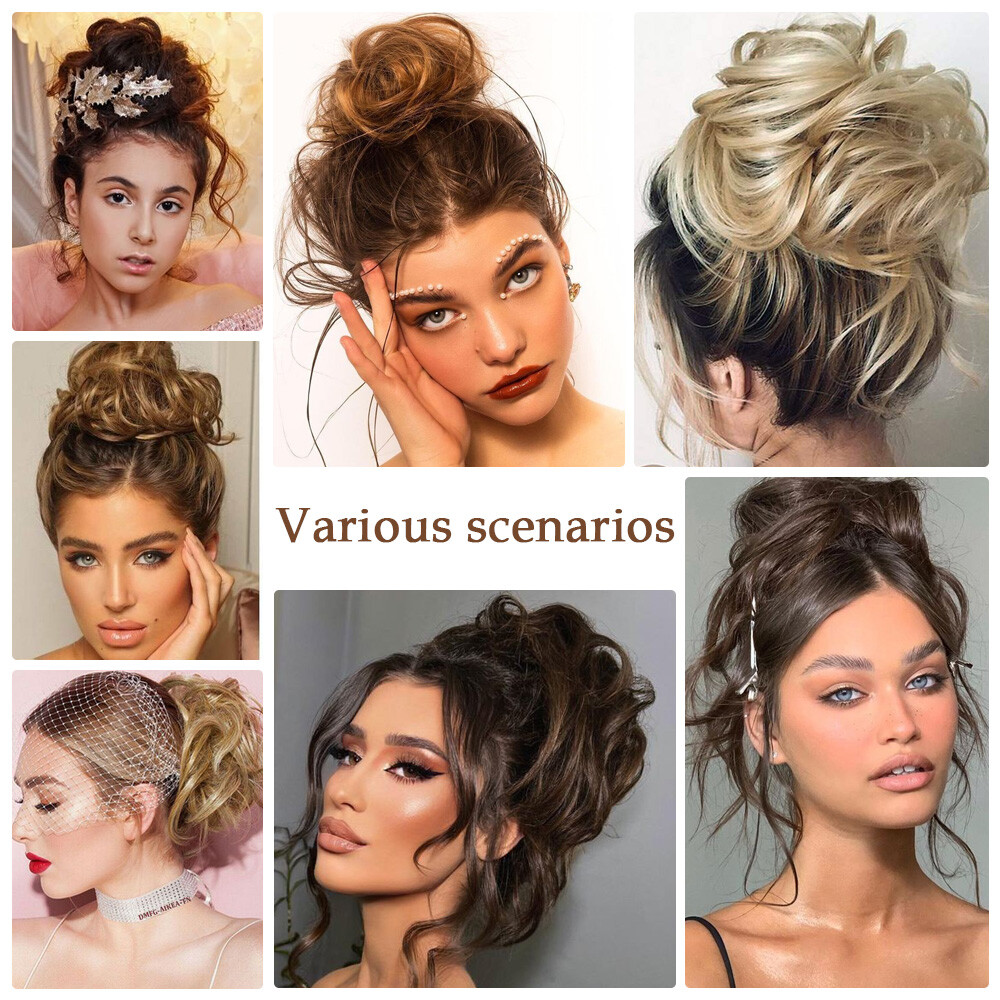 Curly Messy Bun Hair Piece Thick Updo Scrunchie Hair Extensions Real As Human US