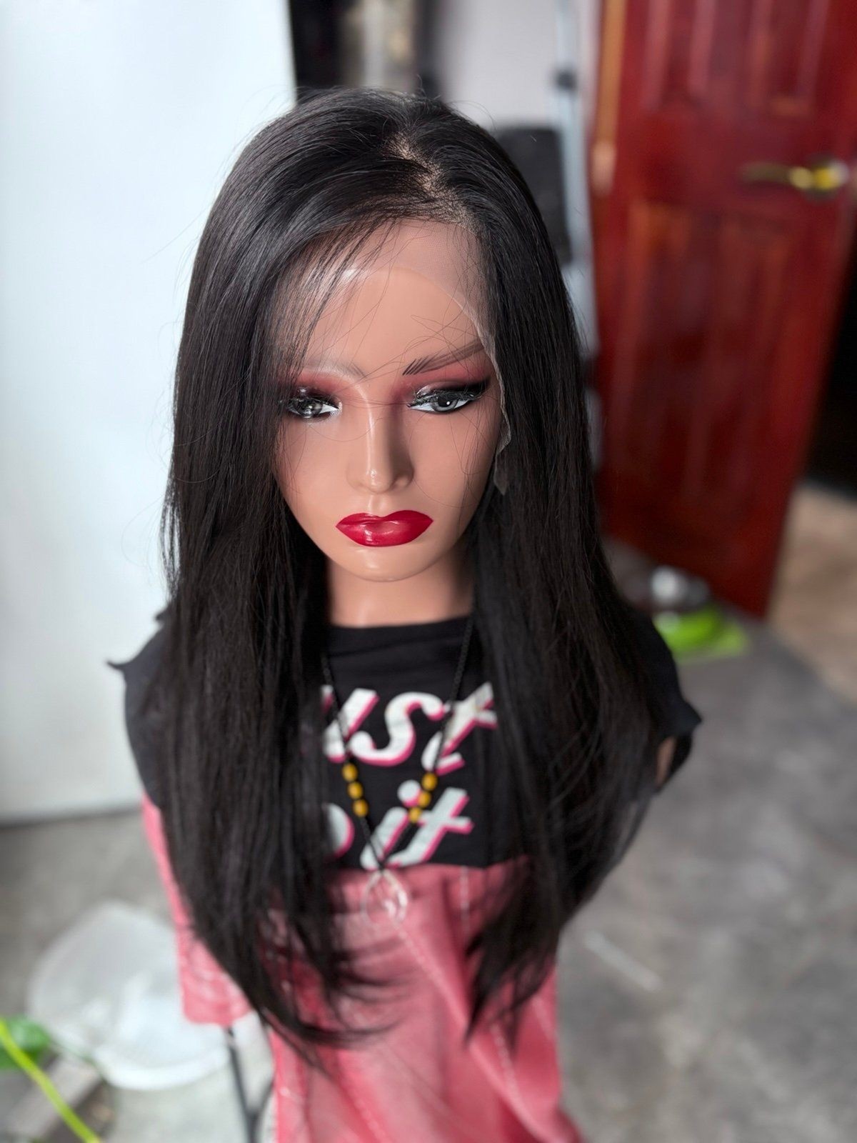 Premium Synthetic full lace wig Handtied cap with silicone grip New low density