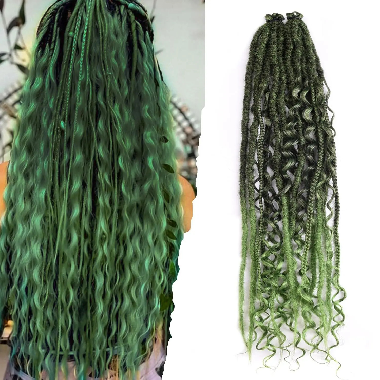Hippie Style 3 In 1 Mixed Single End Dreadlocks 24 Inch 8 Strands Synthetic