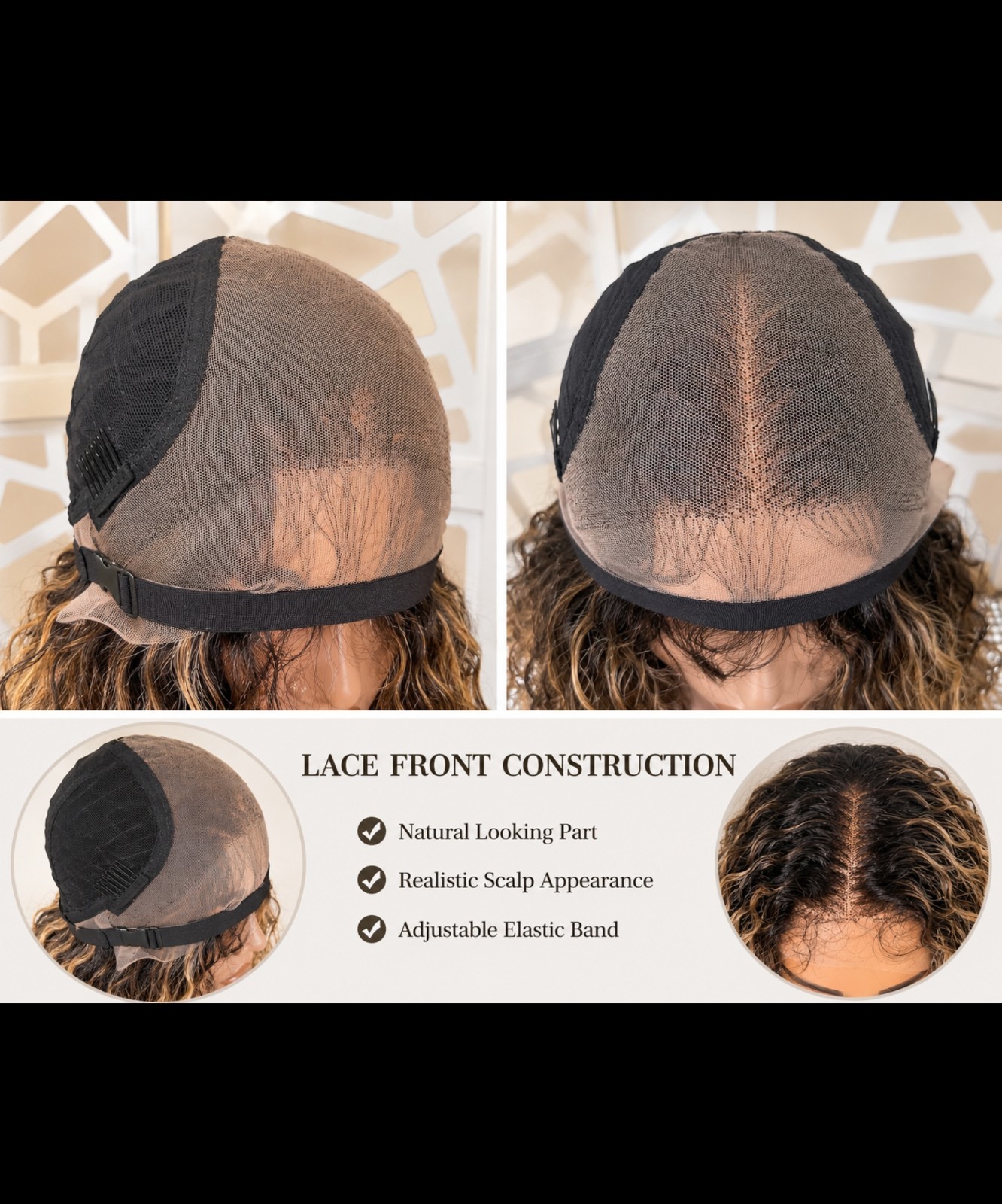 Black Curly Lace Front Wig Human Blend, 13×6 Glueless Wig, Full Density Long Wig