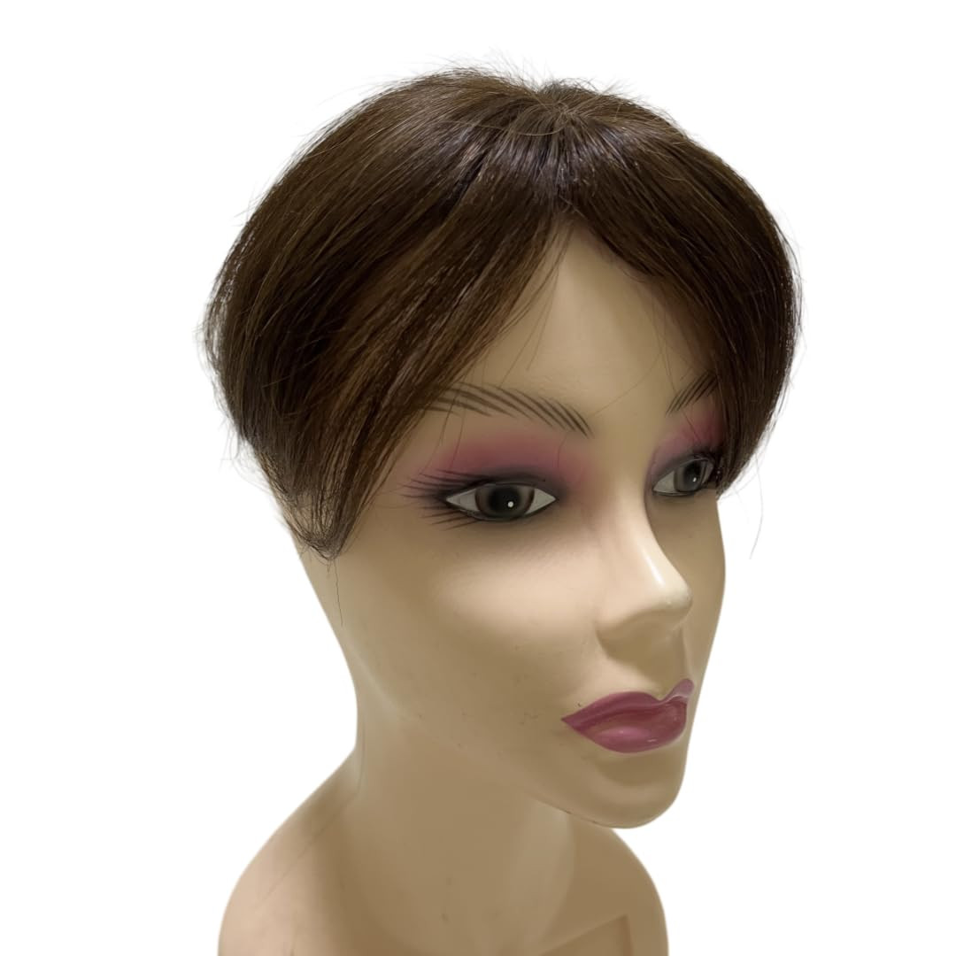 6 inch Short Middle Part Straight Real Human Hair Topper Small Thin Clip-in Hair
