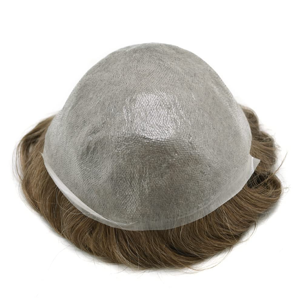Mens Toupee Wig Thin Skin V-Loop Men Hairpiece Replacement System Units