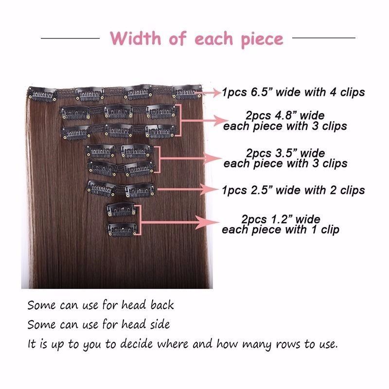 US Fast Ombre Clip In as Human Remy Hair Extensions 8Pcs Full Head 18 Clips nw25