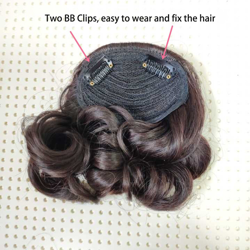 Retro Curly Wavy Bangs Front Fringe Synthetic Clip on Top Hair Pieces Costumes