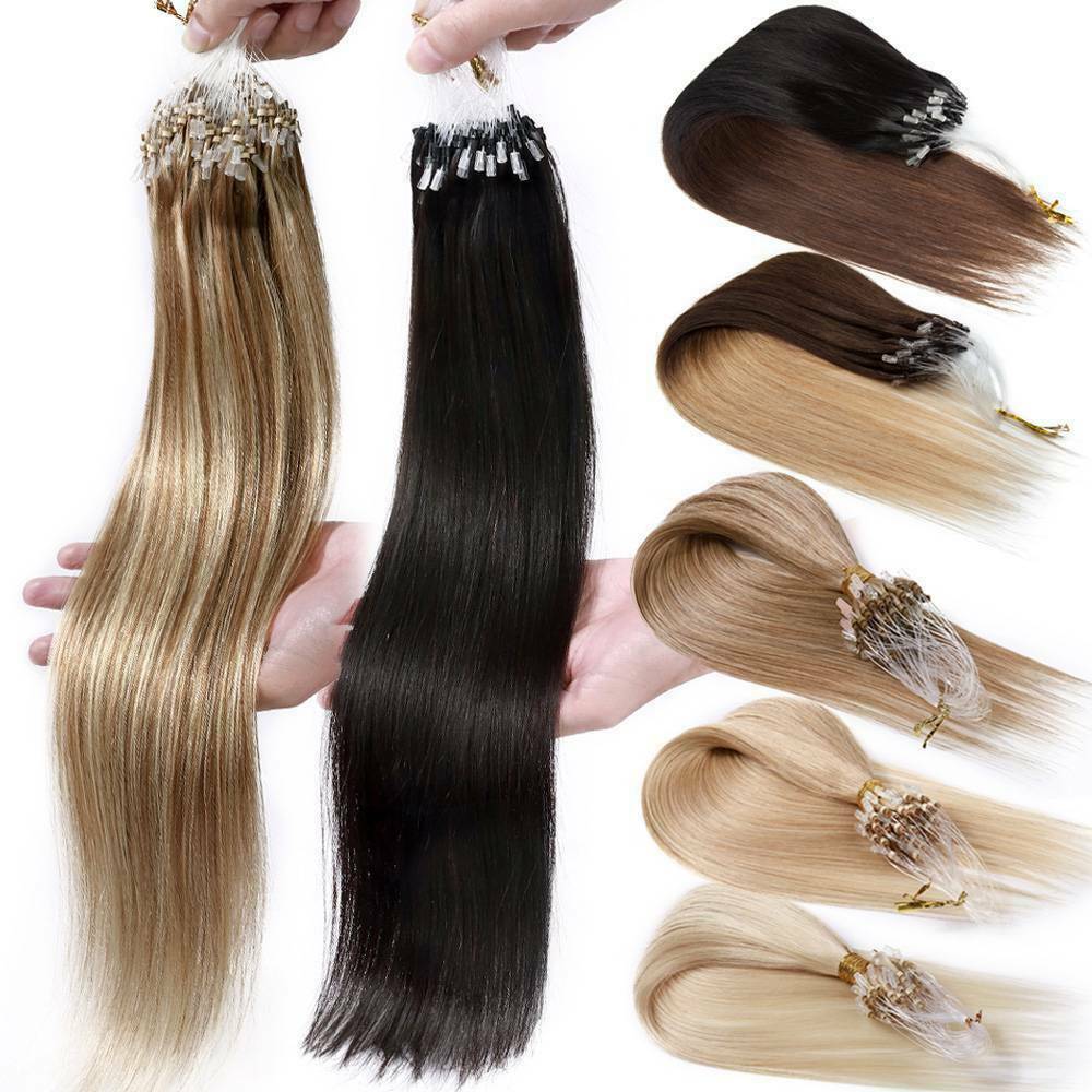 Easy Loop Micro Ring Link Hair Extensions Micro Beads Remy Human Hair 100-200str