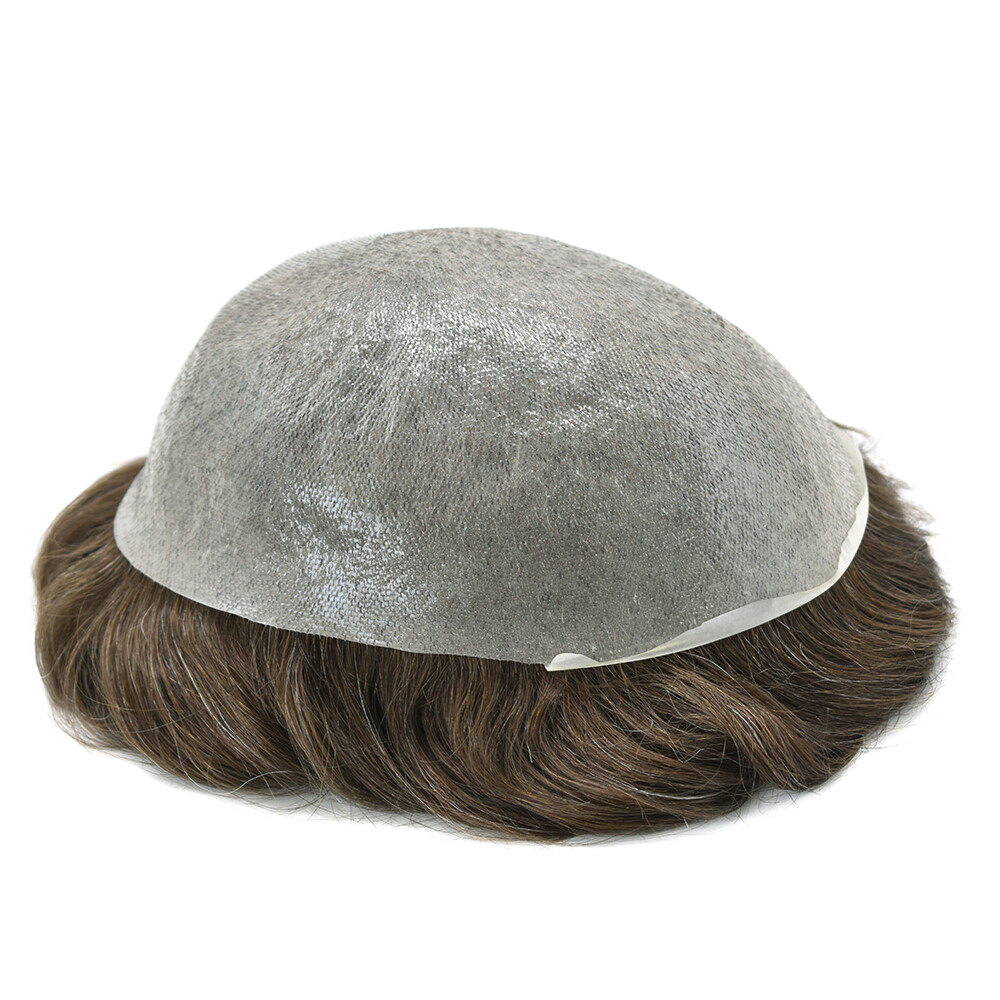 0.03mm Super Thin Skin V-loopMens Toupee Hair Replacement Hairpieces PU System