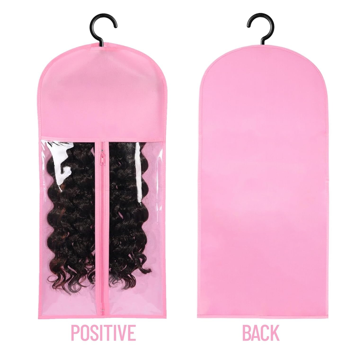 3PCS Pink Wig Hook Hanger Hair Holder Storage Dust-proof Bags Non-Woven Fabric