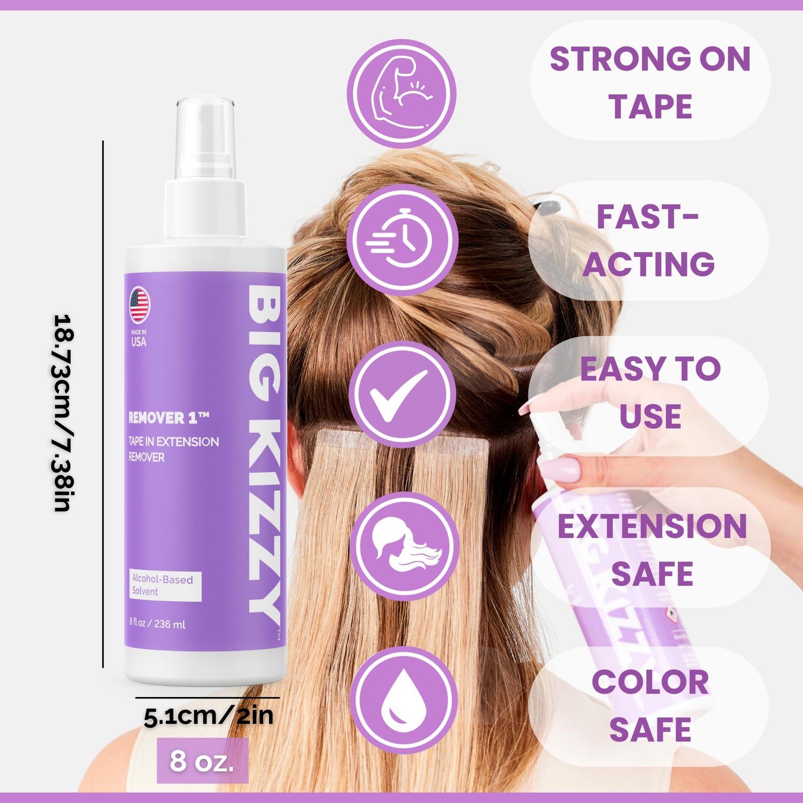 Big Kizzy Tape in Extension Remover Spray, Remover 1 8oz