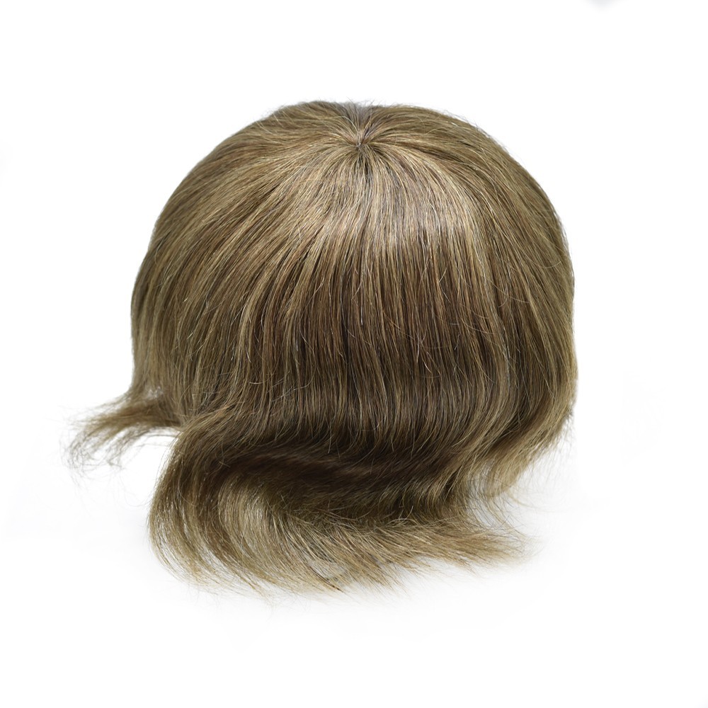 Mens Poly Hairpiece Thin Skin PU Injected Toupee Hair for Men Human Hair System