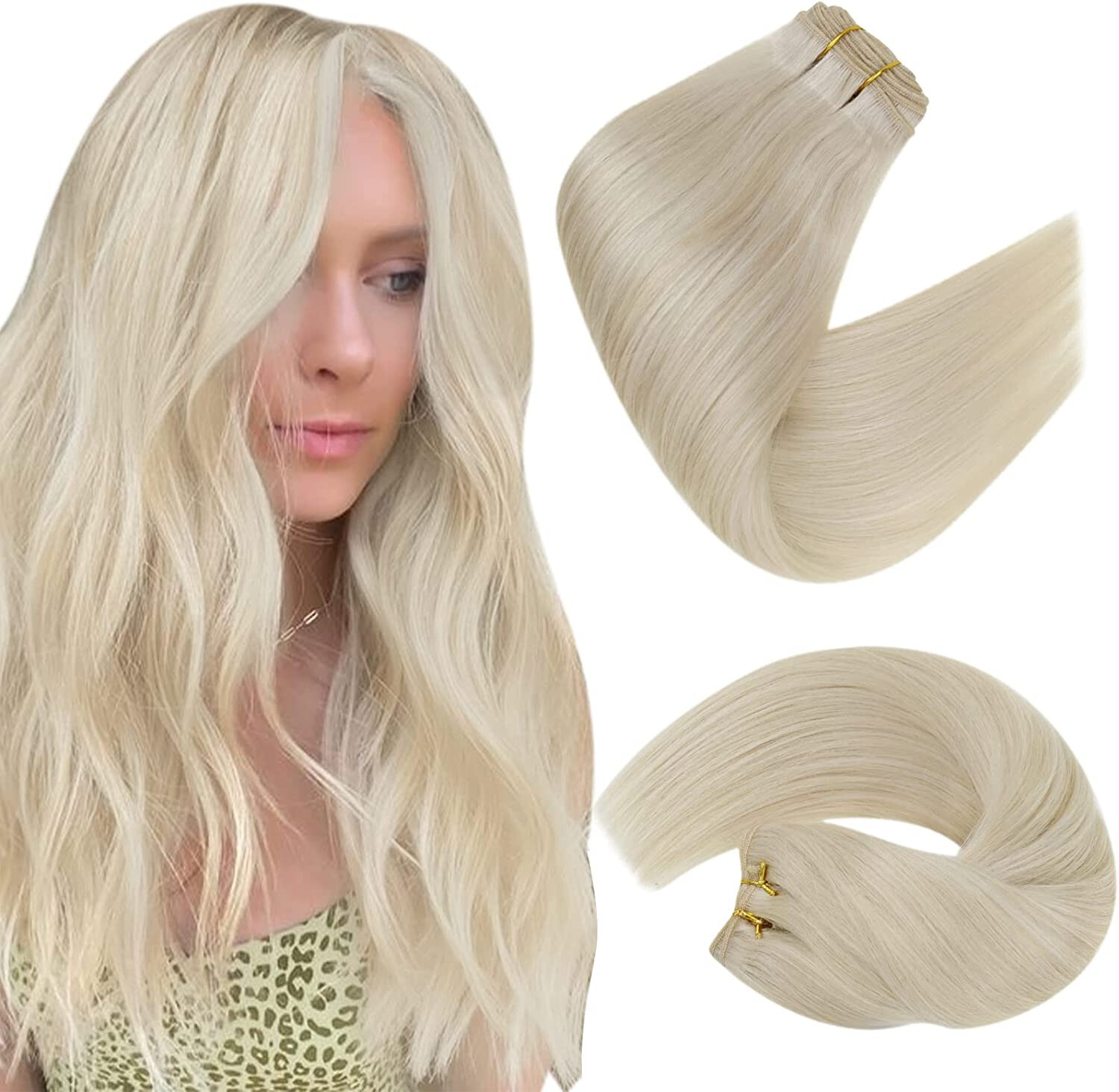 Sew in Wefts Hair Extensions 100% Real Human Hair Double Weft Bundles 16-30inch
