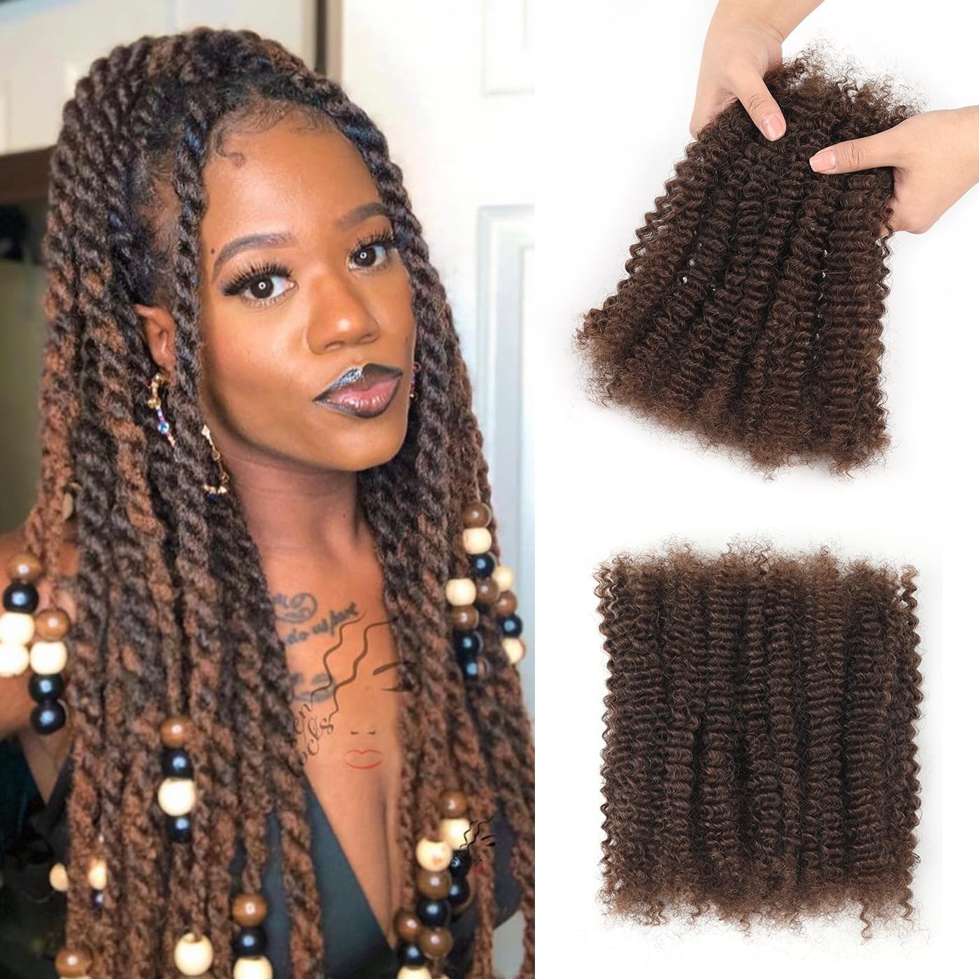 Yudragonft Afro Kinky Curly Human Hair Bulk For Permanent Micro