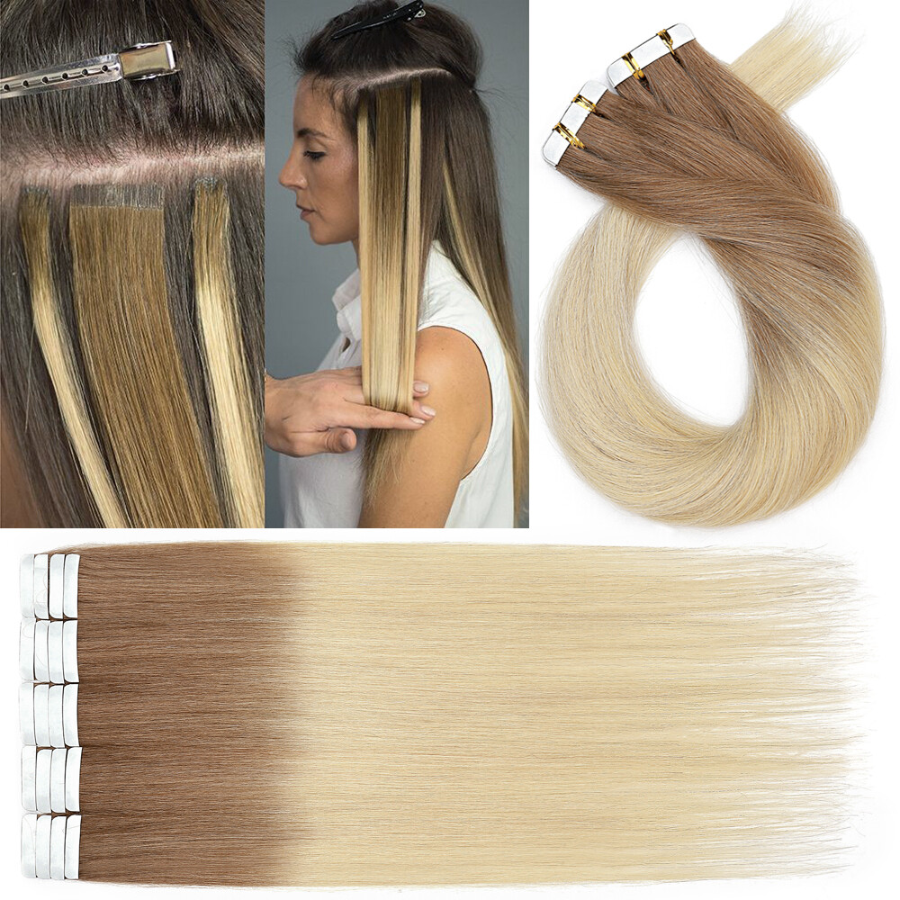 150g Seamless Tape In Skin Weft 100% Remy Human Hair Extensions Women Clearance