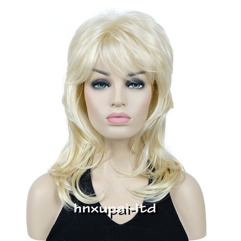 Ash Gray to Silver White Ombre Wavy Curly Blonde Wig Shoulder Length Women Hair