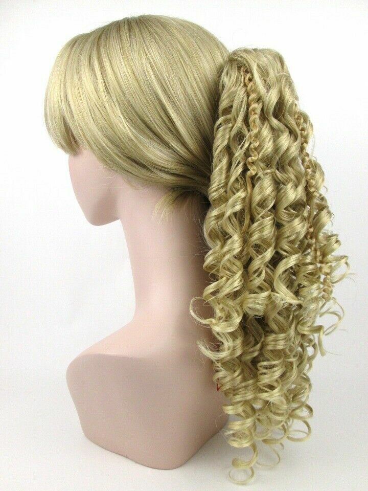 18″ LONG SPIRAL CORKSCREW CURLS CURLY HAIR HAIRDO HAIRPIECE PONYTAIL CLAW CLIP