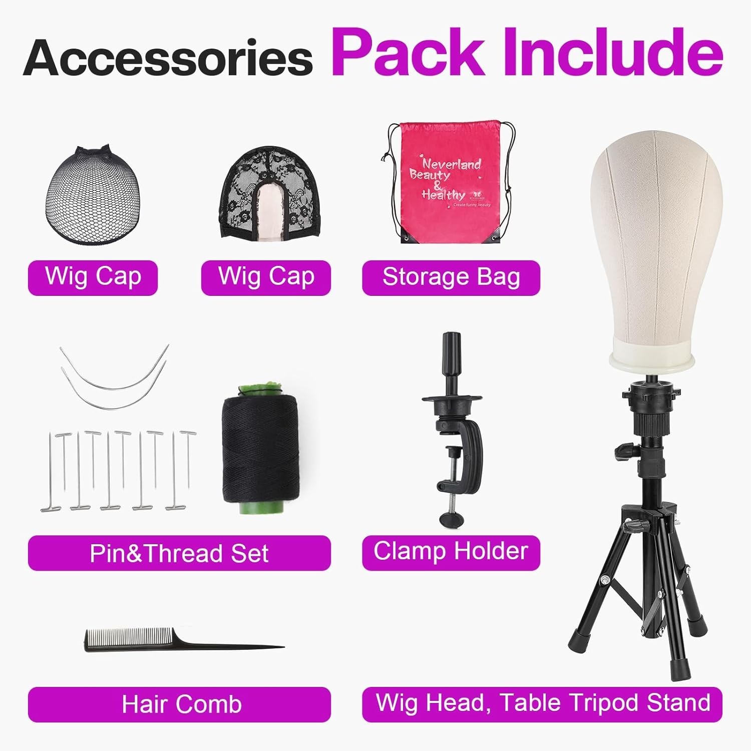 Complete Wig Making Kit: 23-Inch Canvas Head with Tripod & Styling Accessories