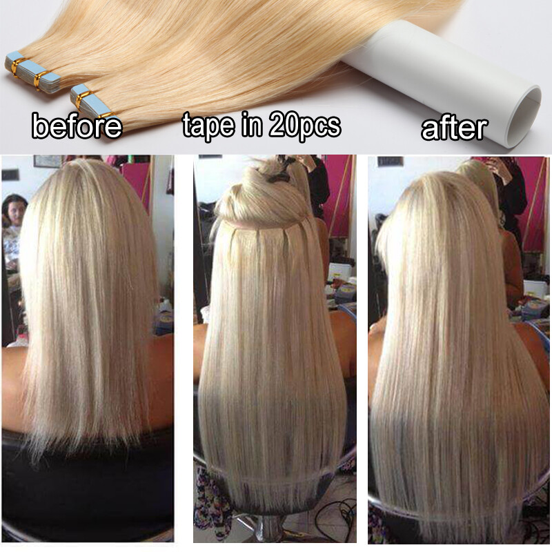 Full Head 12-24″ Tape-In Russian Remy Human Hair Extension balayage Straight USA