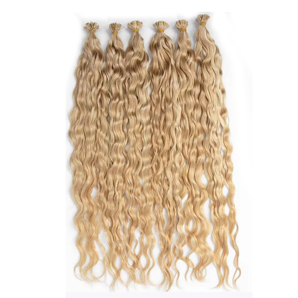 Curly WavyPre Bonded Keratin Fusion Keratin K Tip Human Hair Extensions 100S 70g