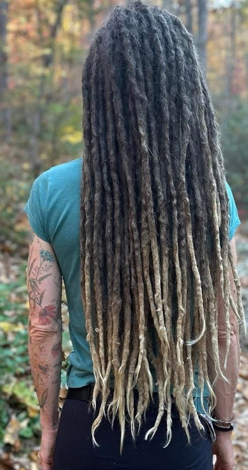 99 Crocheted Paintbrush Tip Human Hair Dreadlocks Caucasian 5”-9” Blonde