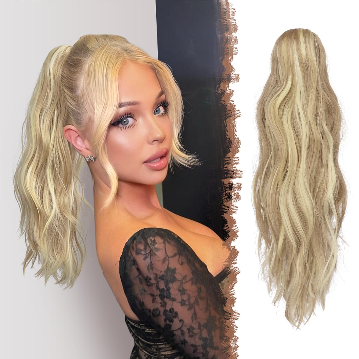 Effortless 20-Inch Wavy Ponytail Extension – Claw Clip Design for All Ages