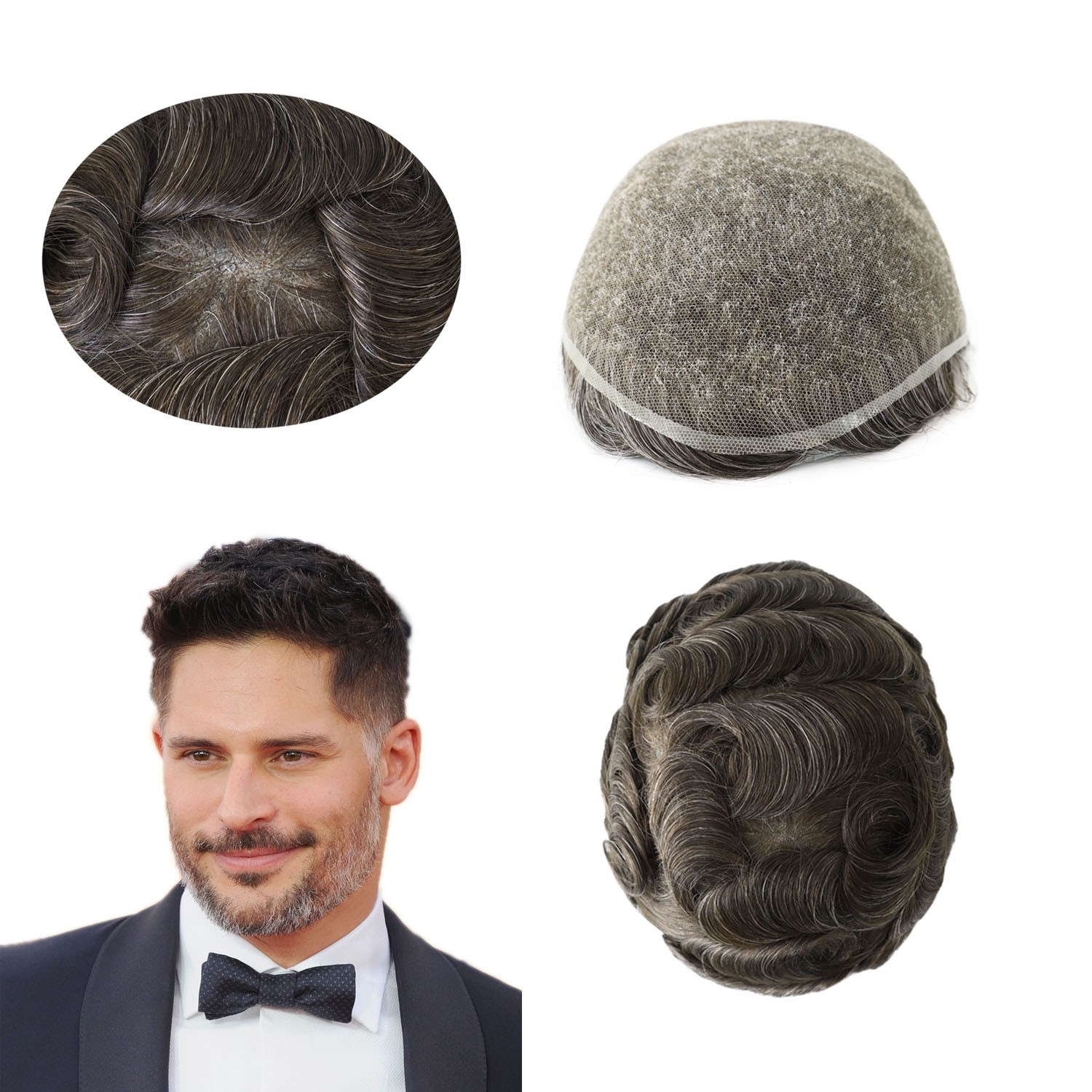 Toupee for Men Swiss Lace Human Hair Systems Hairpieces Ntural Hairline 90% #310