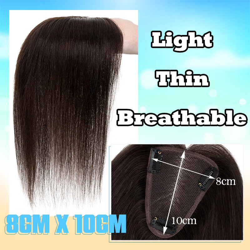 Clip In Hair Topper 100% Real Human Hair Piece Toupee Extensions Full Lace Base
