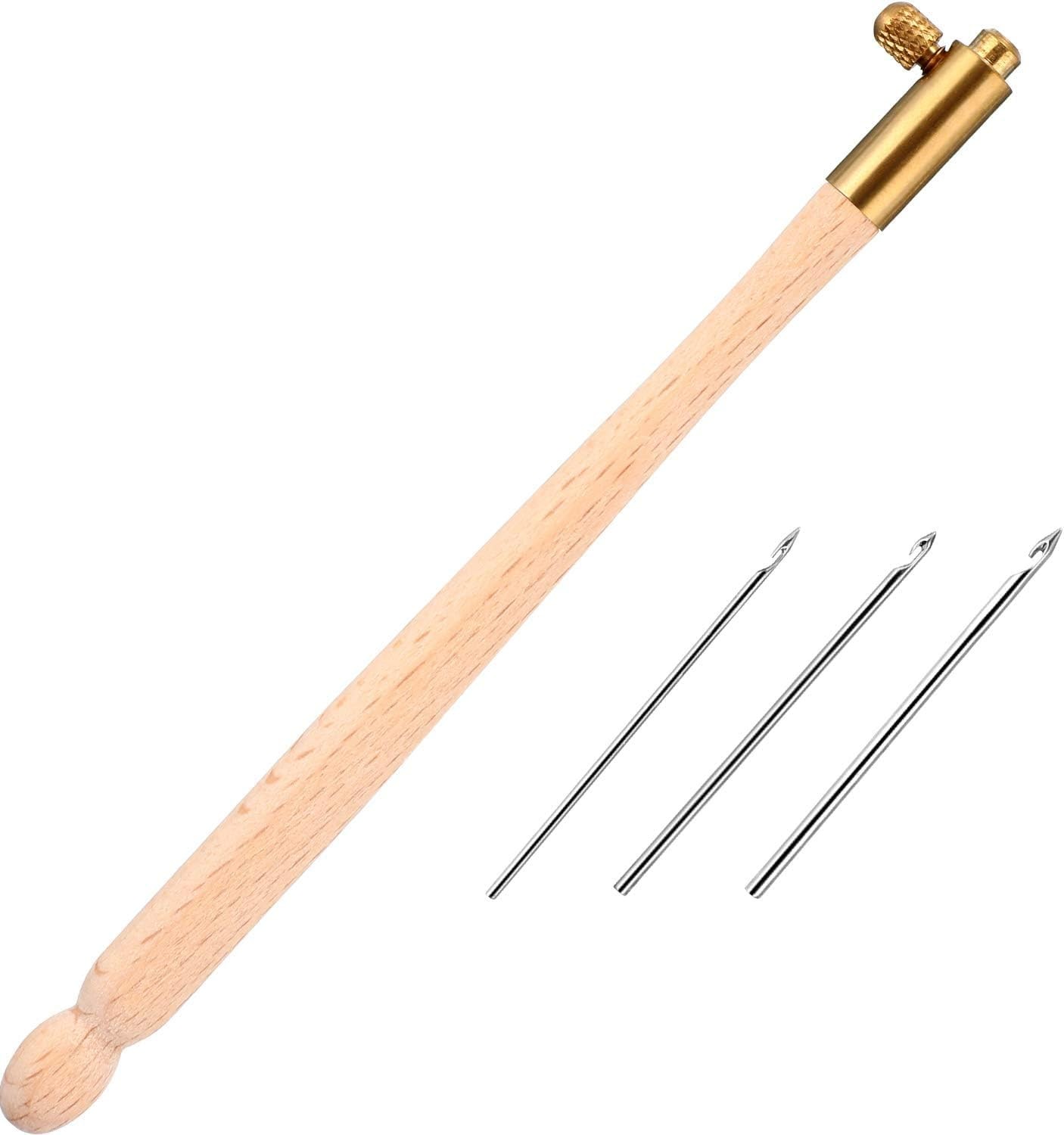 meekoo Tambour Hook with 3 Needles 70# 90# 100# Embroidery Kit brown