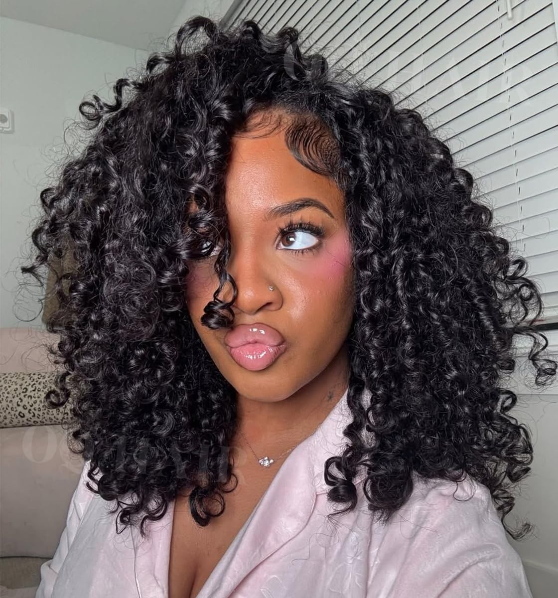Burmese Curly Half Wig – 20″ Human Hair, 180% Density, Glueless, Easy Wear, Flip