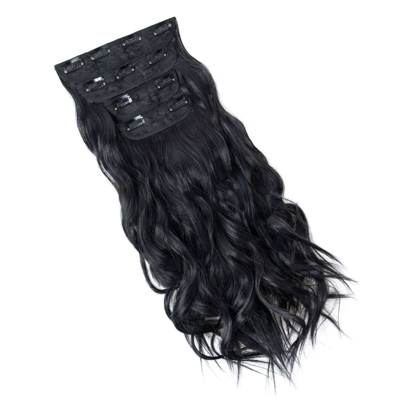 Long Curly Wavy 4PCS Clip in as Human Hair Extensions Natural THICK Balayage USA