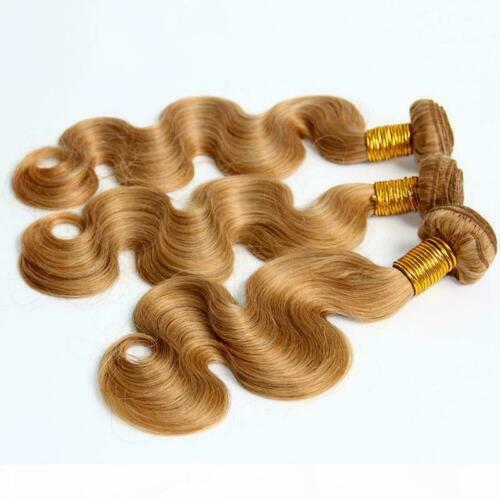12A HONEY BLONDE 27# BRAZILIAN VIRGIN HAIR 3/4BUNDLES+FRONTAL BODY WAVE 390/490g