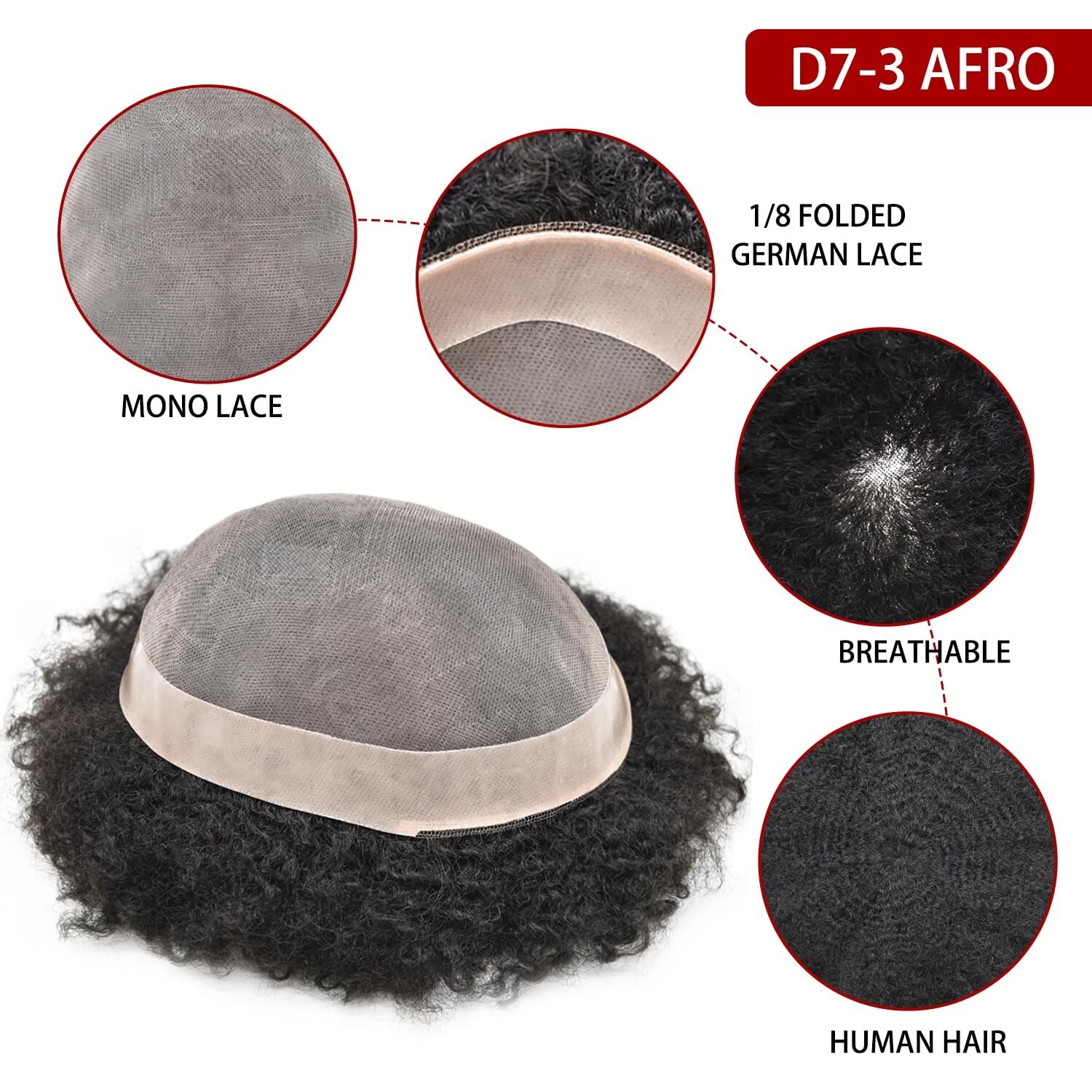 Hair Units for Black Men Afro Kinky Curly Fine Mono Lace Men Toupee Hair System